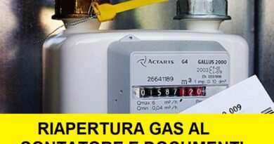 Riapertura gas contatore e documenti per la riattivazione A12 e B12